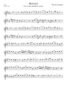Partition ténor viole de gambe 1, octave aigu clef, See, See pour Shepherds  reine