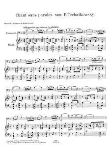 Partition de piano et partition de violoncelle, Souvenir de Hapsal