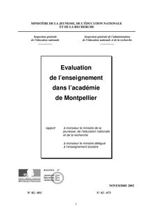 Evaluation de l enseignement dans l académie de Montpellier