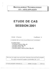 Baccalaureat 2001 etude de cas s.t.i (arts appliques)