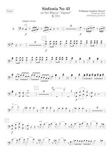 Partition bassons 1/2, Symphony No.41, Jupiter Symphony, C major