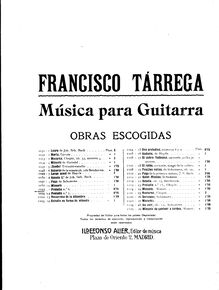 Partition guitare score, Pereludio No.6, Tárrega, Francisco
