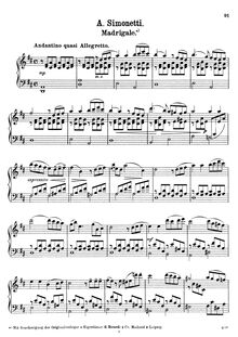 Partition complète, Madrigale, Madrigale for violin with pianoforte accompaniment