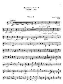 Partition violons II, Fierrabras D.796, Schubert, Franz