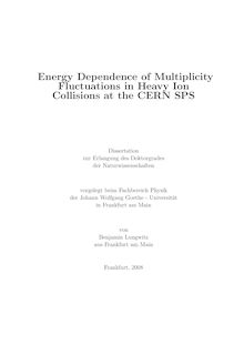 Energy dependence of multiplicity fluctuations in heavy ion collisions at the CERN SPS [Elektronische Ressource] / von Benjamin Lungwitz