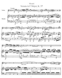 Partition de piano et partition de violon, violon Sonata