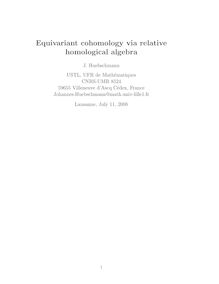 Equivariant cohomology via relative homological algebra