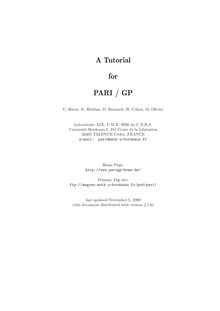 A Tutorial for Pari-GP