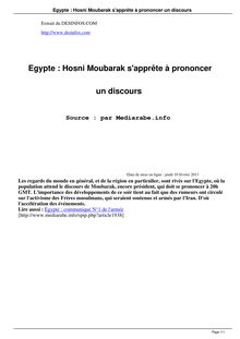 Egypte : Hosni Moubarak s apprête à prononcer un discours