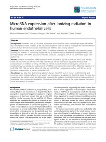 MicroRNA expression after ionizing radiation in human endothelial cells