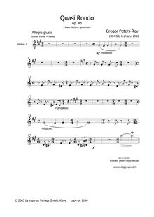 Partition violon I, Quasi Rondo, Peters-Rey, Gregor