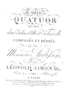 Partition viole de gambe, 3 corde quatuors, Aimon, Léopold par Léopold Aimon