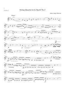 Partition violon 2, corde quatuor, Op.61 No.3, G major, Ellerton, John Lodge