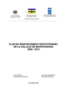 Plan de renforcement institutionnel de la Microfinance 2009-2013