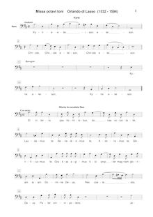 Partition basse, Missa Jäger, Missa Venatorum, Missa octavi toni par Orlande de Lassus