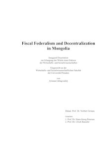 Fiscal federalism and decentralization in Mongolia [Elektronische Ressource] / von Ariunaa Lkhagvadorj