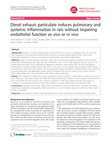 Diesel exhaust particulate induces pulmonary and systemic inflammation in rats without impairing endothelial function ex vivoor in vivo