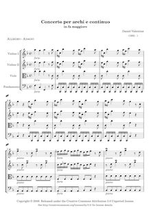 Partition Score pour corde orchestre (original version), Concerto per archi e continuo