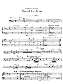 Partition basson 1/2, 3, Première rapsodie, Debussy, Claude