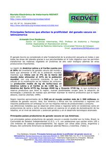 Principales factores que afectan la prolificidad del ganado vacuno en latinoamerica