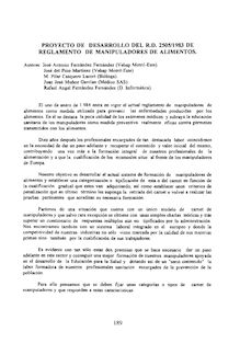 Proyecto de desarrollo del Real Decreto 2505/1983 del Reglamento de Manipuladores de Alimentos