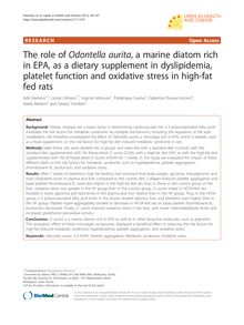 The role of Odontella aurita, a marine diatom rich in EPA, as a dietary supplement in dyslipidemia, platelet function and oxidative stress in high-fat fed rats