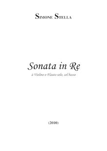 Partition complète, Sonata pour violon ou flûte et Continuo, Sonata in Re à violino o flauto solo, col basso