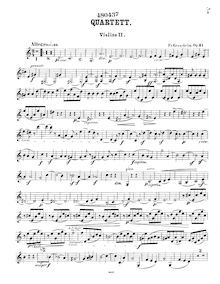 Partition violon 2, corde quatuor No.2, A minor, Gernsheim, Friedrich