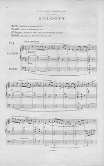 Partition Eglogue (la min), Douze pièces nouvelles pour orgue ou piano-pédalier, Op.59