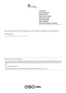 Convergences et divergences de quatre sociétés industrielles avancées - article ; n°1 ; vol.55, pg 241-246