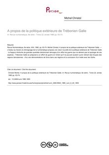 A propos de la politique extérieure de Trébonien Galle - article ; n°22 ; vol.6, pg 63-74