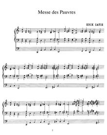 Partition complète, Messe des Pauvres, Satie, Erik