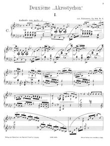 Partition complète, Acrostychon No.2, Op.114, 5 Piano Pieces, Rubinstein, Anton