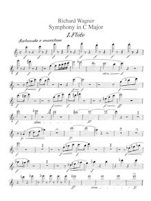 Partition flûte 1, 2, Symphony en C, WWV 29, C Major, Wagner, Richard