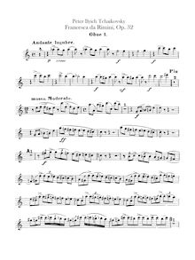 Partition hautbois 1, 2, anglais cor, Francesca da Rimini, Франческа да Римини