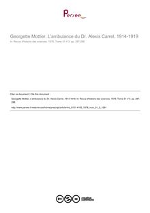 Georgette Mottier, L ambulance du Dr. Alexis Carrel, 1914-1919  ; n°3 ; vol.31, pg 287-288