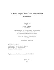 A New Compact Broadband Radial Power Combiner [Elektronische Ressource] / Mehdi Ghanadi. Betreuer: Heino Henke