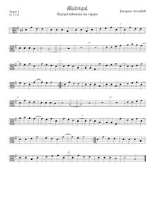 Partition ténor viole de gambe 1, alto clef, 12 madrigaux, Arcadelt, Jacob par Jacob Arcadelt
