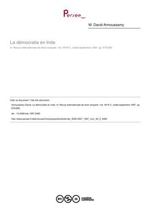 La démocratie en Inde - article ; n°3 ; vol.49, pg 679-695