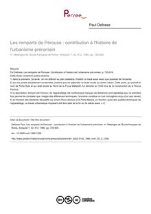 Les remparts de Pérouse : contribution à l histoire de l urbanisme préromain - article ; n°2 ; vol.92, pg 725-820