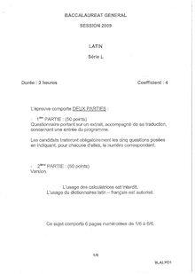 Latin 2009 Littéraire Baccalauréat général