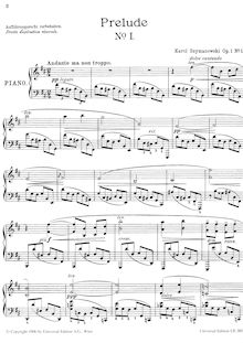 Partition complète, 9 préludes, Op.1, Szymanowski, Karol