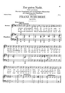 Partition complète, Zur guten Nacht, D.903 (Op.81 No.3), Good Night