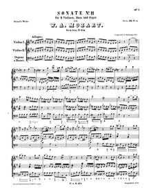 Partition complète, église Sonata, Church Sonata No.11Church Sonata No.13 par Wolfgang Amadeus Mozart