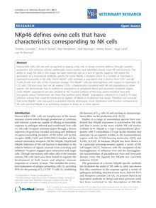 NKp46 defines ovine cells that have characteristics corresponding to NK cells