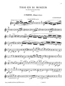 Partition clarinette, Trio pour Piano, hautbois et clarinette, Op.27