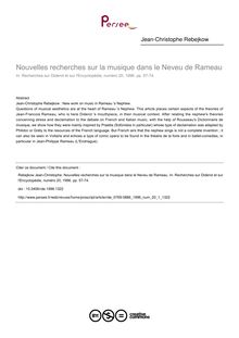 Nouvelles recherches sur la musique dans le Neveu de Rameau - article ; n°1 ; vol.20, pg 57-74