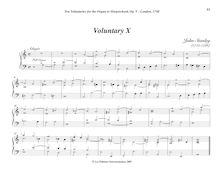 Partition Voluntary X (A minor), Bénévoles Op. V, Stanley, John