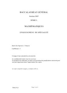 Sujet du bac L 2007: Mathématique