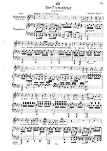 Partition complète, transposition pour low voix (A♭ major), Der Blumenbrief, D.622